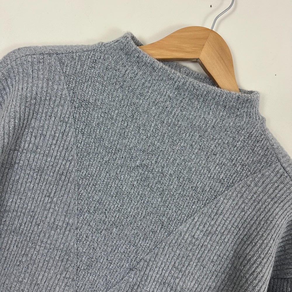 LOFT Ribbed Knit Sweater Gray Soft Winter Warm Mock Neck Pullover Womens PL